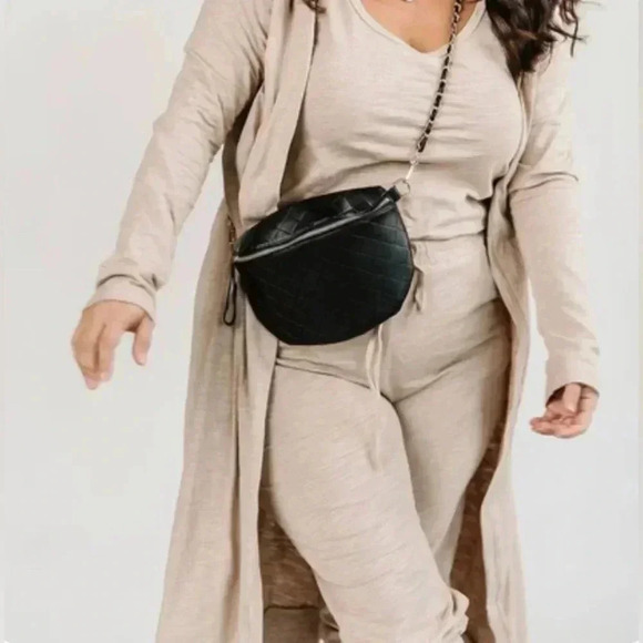 Tan Jumpsuit and Long Cardigan Set | size small - Picture 5 of 13